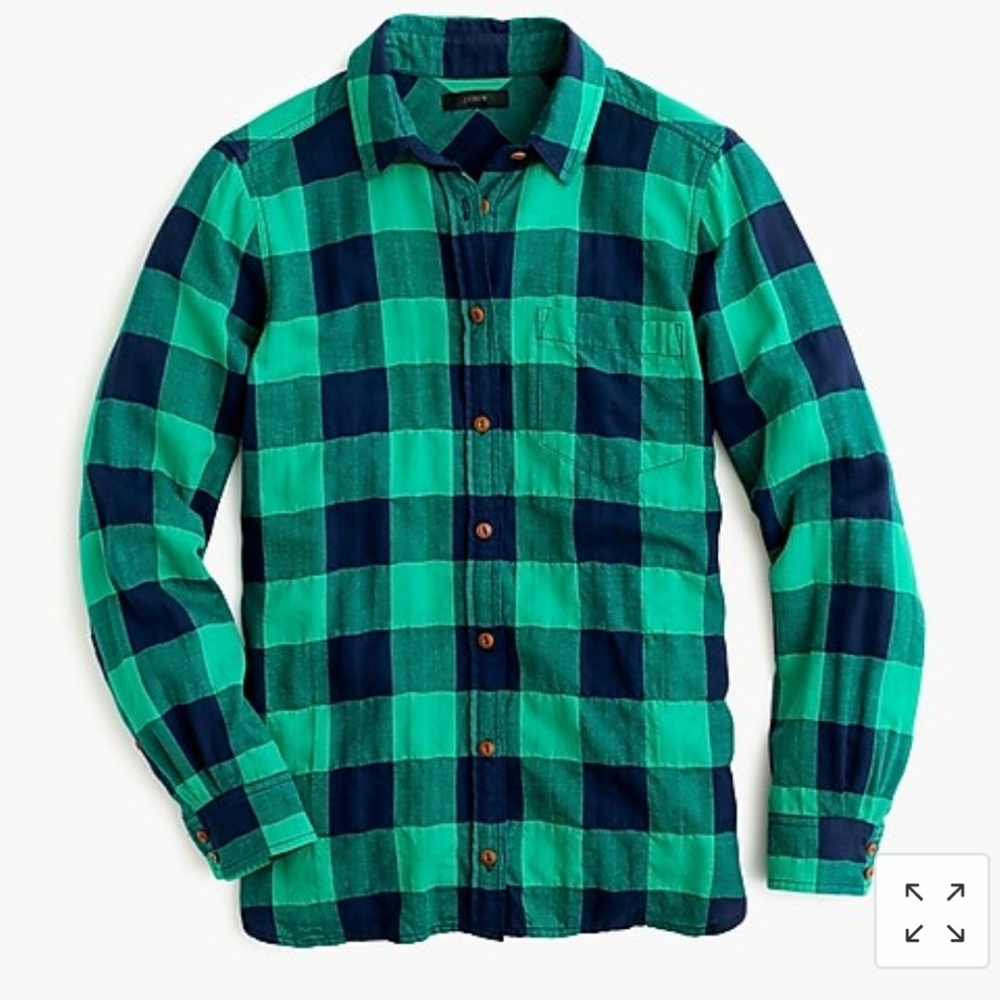 J. Crew Boy Shirt Emerald Buffalo Check - Picture 8 of 8